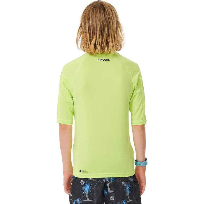 2024 Rip Curl Boys Brand Wave UPF Short Sleeve Rash Vest 121BRV - Lime